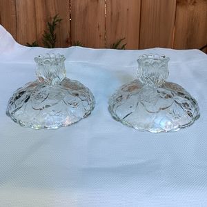 Vintage Fenton Water Lily opalescent candle holder glass